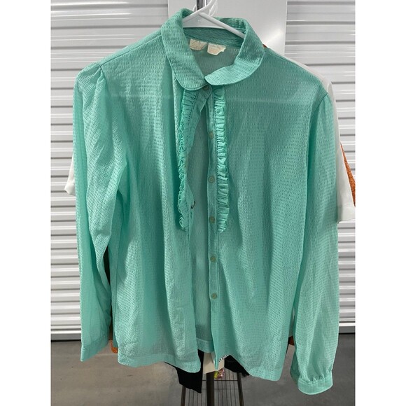 Vintage Montgomery Ward Size 12 Button-Up Top 100% Polyester Women's Shirt - Picture 1 of 4